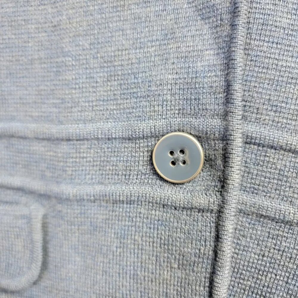 Talbots Womens Blue Pure Merino Wool Knit Blazer Sz M Two Button Pockets Career - Picture 2 of 11